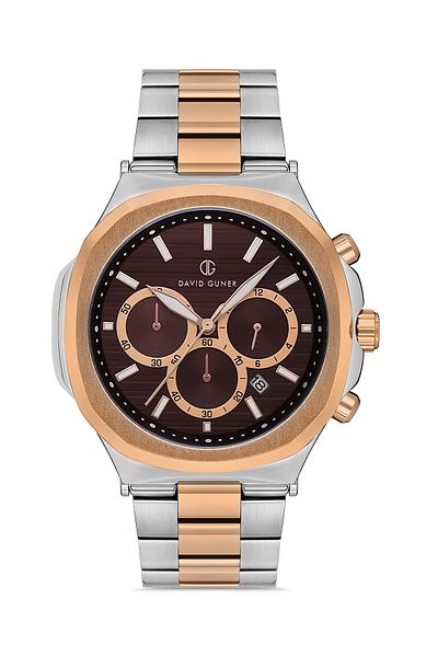 DAVID GUNER Rose White Coated Brown Dial Men's Wristwatch Dg-8522Ga-E6