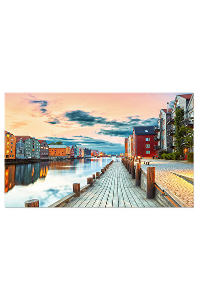 StoryGift Romania Tablou Canvas Apus In Trondheim, Norvegia, Trondheim, Casa, Apus, Norvegia, Arhitectura. 4355