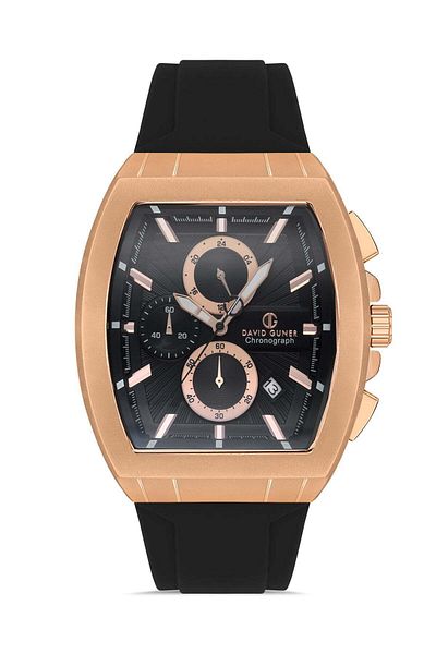 DAVID GUNER Rose Coated Black Dial Men's Wristwatch Dg-8485Gd-R2