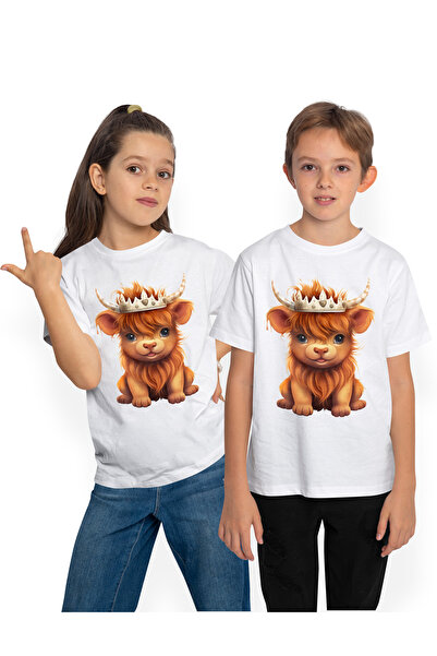 StoryGift Romania Tricou Copii Cu Un Pui De Zimbru Care Poarta O Coroana Rega...