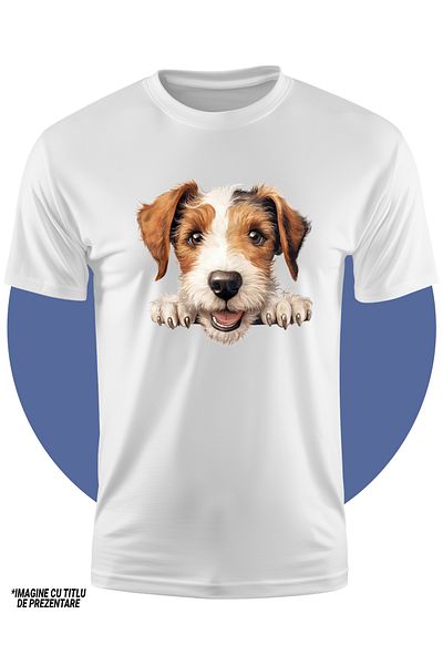 StoryGift Romania Tricou Copii Cu Un Caine Blanos, Ilustratie, Fericire, Prietenos, Latrat, Pentru Iubitorii