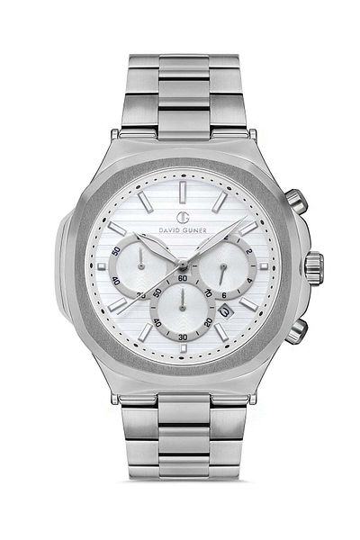 DAVID GUNER Men's Wristwatch Dg-8522Ga-A1 with Silver Coated White Dial