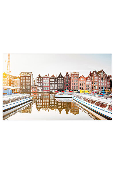 StoryGift Romania Tablou Canvas Orizont Urban In Amsterdam Cu Canale Si Cladi...