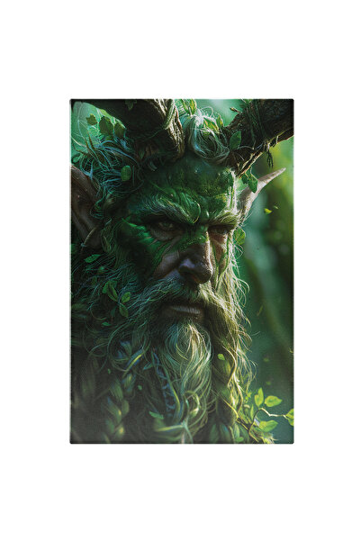 StoryGift Romania Tablou Canvas: Chip Bărbat Mitologic Cu Barbă Și Mască Verd...