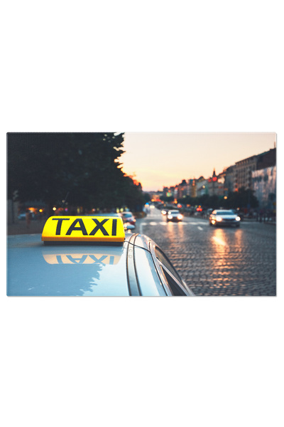 StoryGift Romania Tablou Canvas Taxi In Oras La Amurg, Piata Wenceslas, Masin...