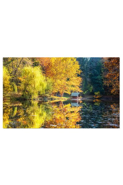 StoryGift Romania Tablou Canvas - Culori De Toamna: Frunze, Lacuri Si Reflexii Intr-un Parc Linistit