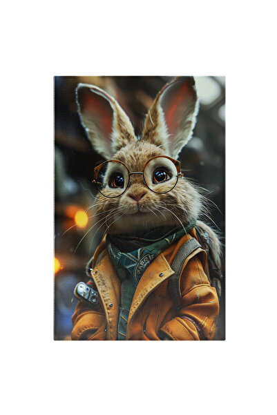 StoryGift Romania Tablou Canvas: Iepuraș Animat Cu Ochelari În Rame Rotunde Ș...