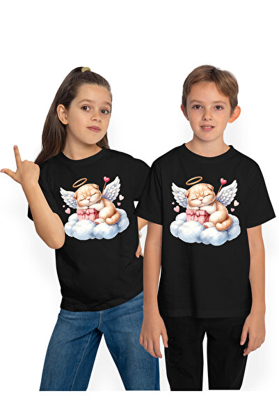 StoryGift Romania Tricou Copii Cu O Pisicuta Cupidon Care Doarme Dusa, Valent...