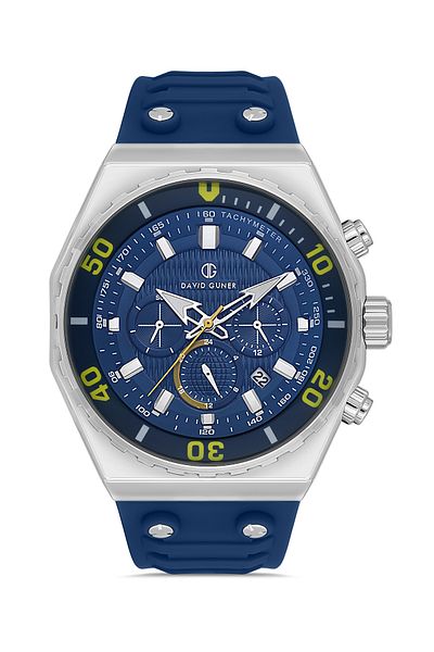DAVID GUNER Men's Wristwatch with Silver Coated Blue Dial Dg-8665Gd-L3