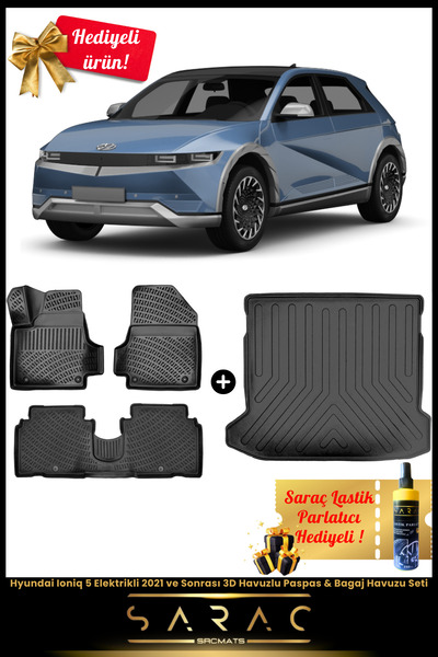 SRCMATS Hyundai Ioniq 5 Elektrikli 2021 ve Sonrası Araca Özel 3D Havuz Paspas...