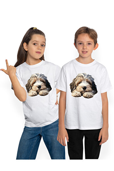 StoryGift Romania Tricou Copii Cu Un Catel Blanos Care Doarme Lat, Pe Labe, I...