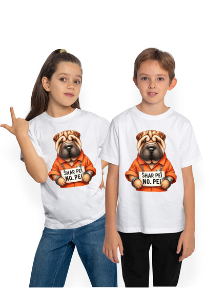 StoryGift Romania Tricou Copii Cu Un Caine Shar Pei La Inchisoare, Ilustratie...