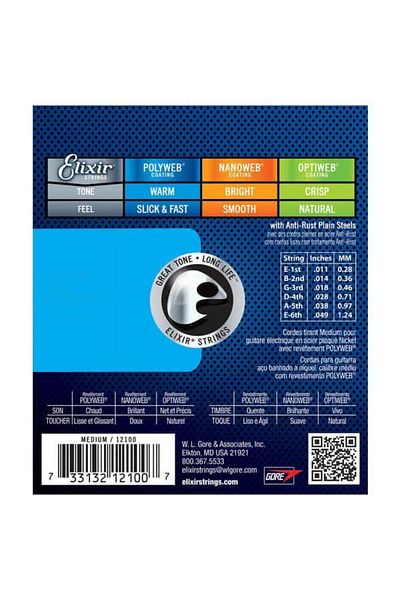 Elixir Elixir Polyweb 12100 Medium Electric Guitar Strings 011-049
