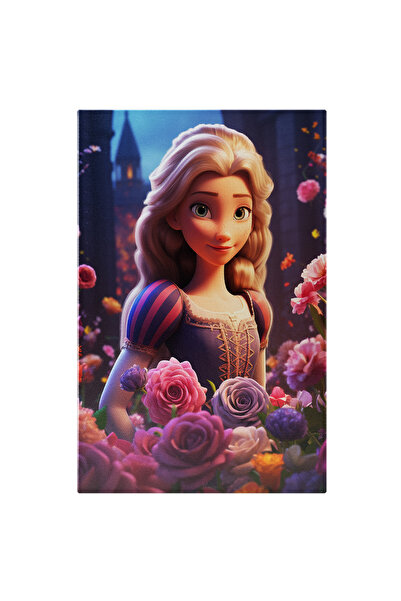 StoryGift Romania Tablou Canvas: Portret Elsa Și Cadru Cu Flori Colorate- Personaj Disney Pictura Digitala