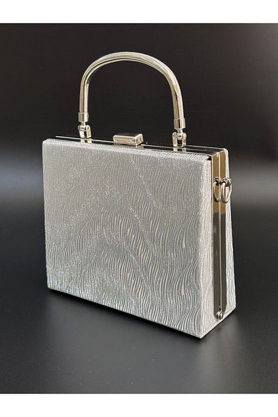 NAZART Γυναικείο κυματιστό ασημί βραδινό φόρεμα Clutch Chain λουράκι Χέρι Νυχτερινή τσάντα ώμου αρραβώνων γάμου
