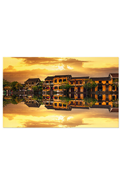 StoryGift Romania Tablou Canvas - Hoi An, Vietnam: Orasul Vechi La Apus Intr-o Reflexie Spectaculoasa Pe Raul Thu