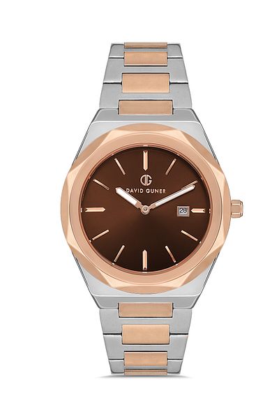 DAVID GUNER Rose White Coated Brown Dial Men's Wristwatch Dg-8620Ga-E6
