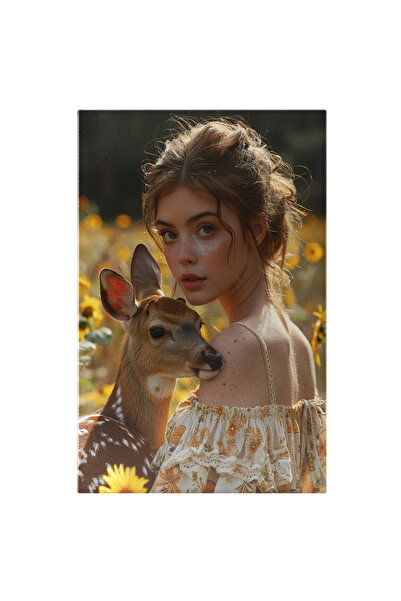 StoryGift Romania Tablou Canvas Caprioara Bamby Frumoasa Asezata Langa Fata C...