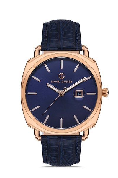 DAVID GUNER Rose Coated Blue Dial Men's Wristwatch Dg-8055Gb-T3
