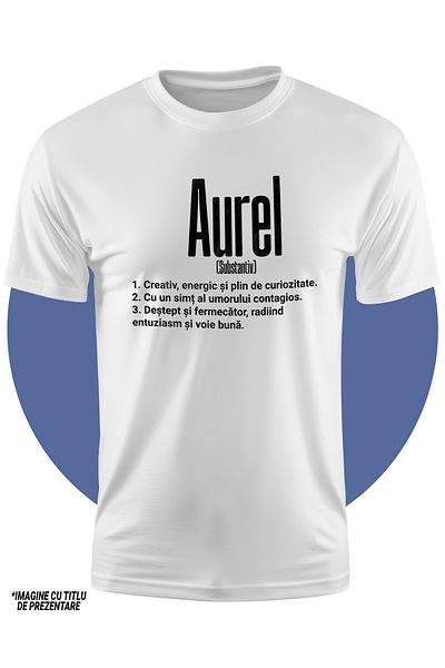 StoryGift Romania Tricou Copii Baieti Cu Numele Aurel, Cu Mesaj Motivational, Creativ, Energic, Curios, Dest