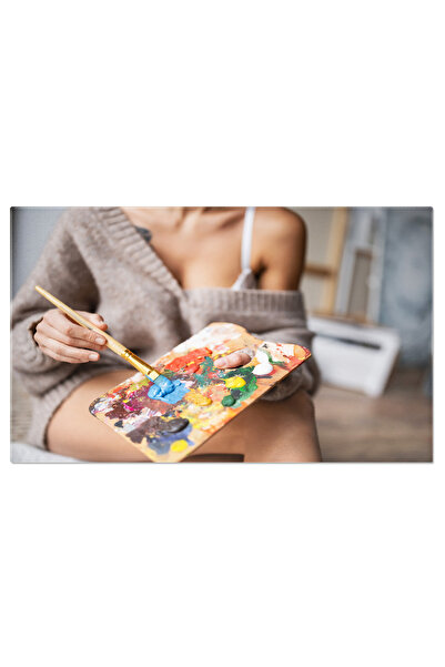 StoryGift Romania Tablou Canvas Creativitate Si Arta Artist Tinand Un Pensul Si Lucrand Cu Culorile, Capturand In