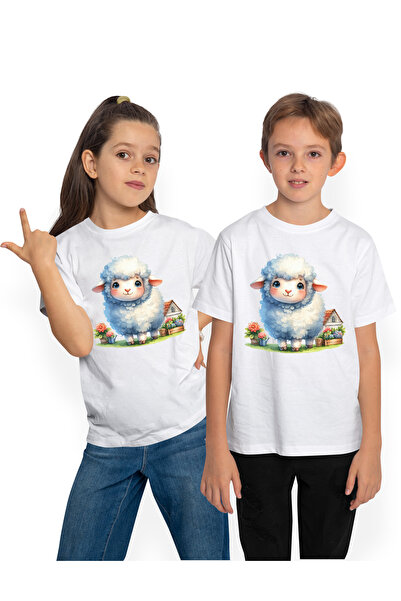 StoryGift Romania Tricou Copii Cu O Oita, Ilustratie, Multa Lana, Floricele, ...