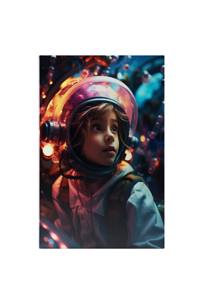 StoryGift Romania Tablou Canvas: Draguta Fetita In Camasa Alba Cu Casca Pe Ca...