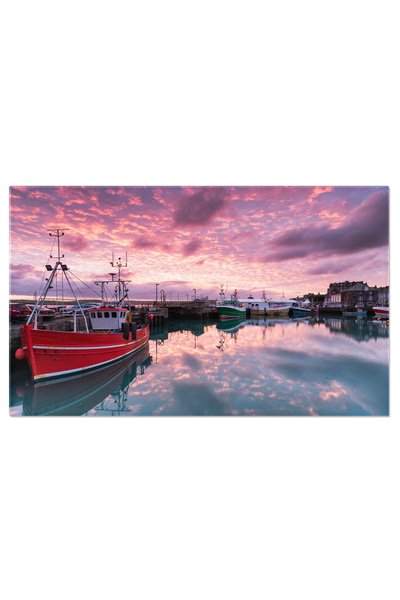 StoryGift Romania Tablou Canvas Rasarit La Padstow Padstow, Port, Barci De Pescuit, Sat, Peisaj Marin 3443