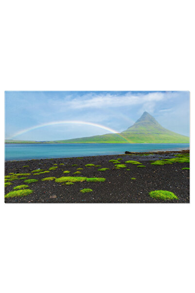 StoryGift Romania Tablou Canvas Cascada Kirkjufellsfoss Cu Un Curcubeu O Vede...