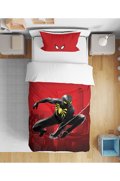 Home Spiderman 3D Digital Printed Single Boy Teenager Bedding Set Without Sheets