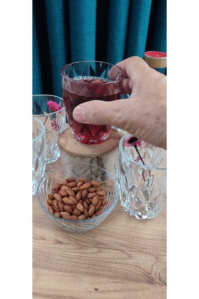 ORTAKÖY CENNETİ 6 Pcs Crystal Look Soft Drink Tableware Glass 280 Cc Volume 10 cm Height 8 cm Mouth Measurement