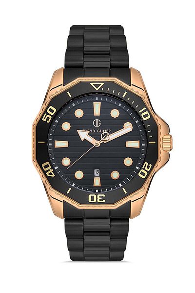 DAVID GUNER Rose Black Coated Black Dial Men's Wristwatch Dg-8394Ga-R2