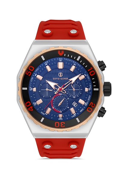 DAVID GUNER Rose White Coated Black Dial Men's Wristwatch Dg-8665Gd-E3