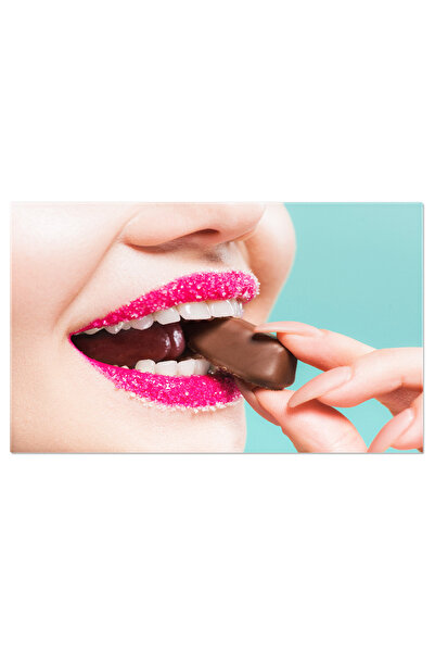 StoryGift Romania Tablou Canvas Deliciu Si Eleganta Femeia Cu Zahar Pe Buze M...