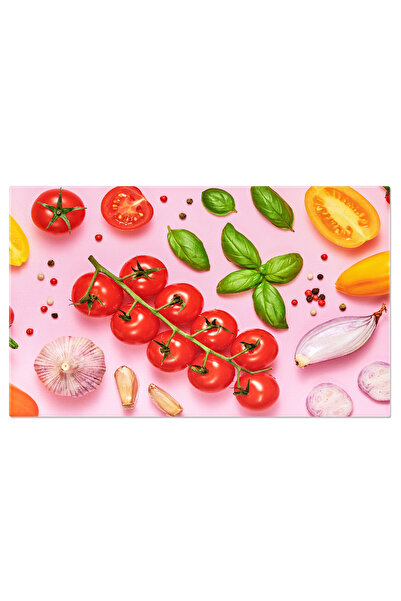 StoryGift Romania Tablou Canvas Produse Organice In Rosii, Busuioc Si Ardei M...