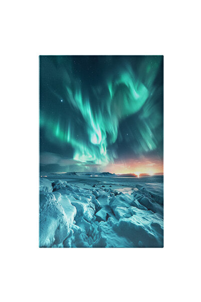 StoryGift Romania Tablou Canvas: Aurora Boreală Turcoaz La Răsărit Deasupra B...