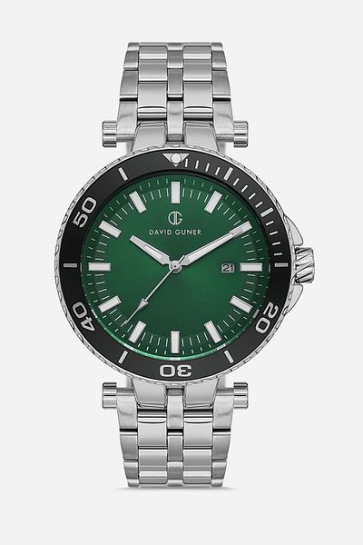DAVID GUNER Men's Wristwatch with Green Dial and Calendar - Dg-8393Ga-A10