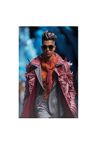 StoryGift Romania Tablou Canvas: Personaj Masculin Care Prezinta Moda Palton Creatie Unicata Cu Ochelari Si Par