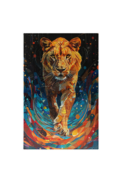 StoryGift Romania Tablou Canvas: Pictură În Stil De Vitraliu Cu O Leoaică - P...