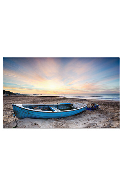 StoryGift Romania Tablou Canvas Barca De Pescuit La Rasarit Plaja, Rasarit, M...