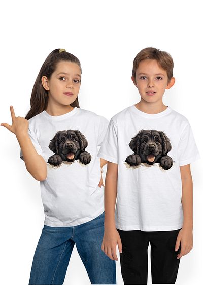 StoryGift Romania Tricou Copii Cu Un Catel Energic, Ilustratie, Blanos, Cu Chef De Viata, Abia Asteapta Sa S