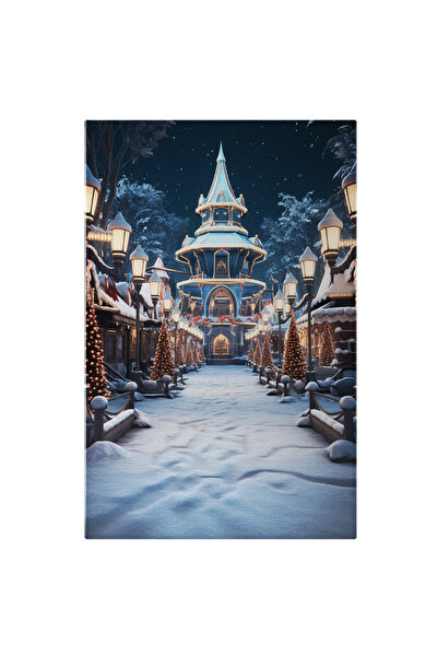 StoryGift Romania Tablou Canvas: Orasul Zapezii Cu Brazi Impodobiti Si Luminati Cu Felinare Si Case Linistite Pi