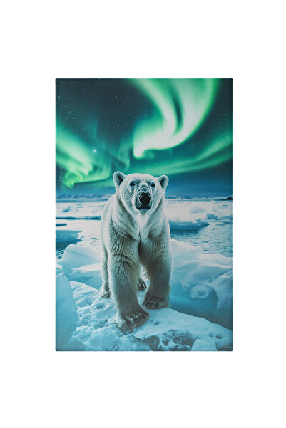StoryGift Romania Tablou Canvas: Gheața Aurorei Boreale Și Privirea Ursului P...