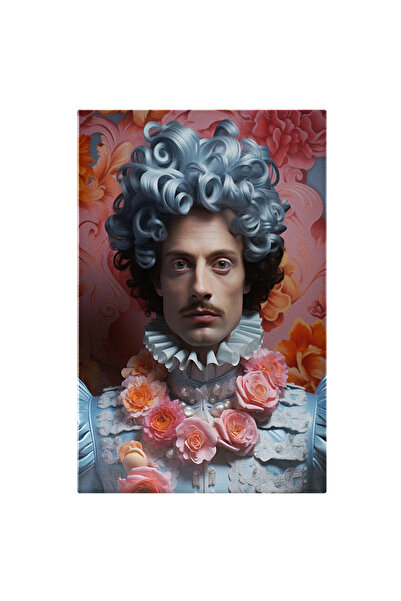 StoryGift Romania Tablou Canvas: Barbat Cu Haine De Epoca - Flori Fundal Infl...