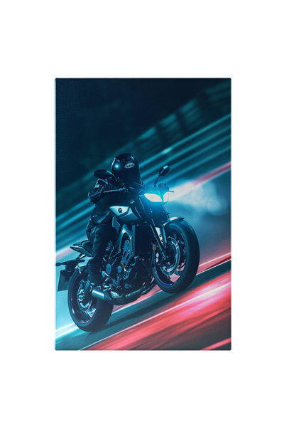 StoryGift Romania Tablou Canvas Barbat Iubitor De Motociclete Care Circula Cu...