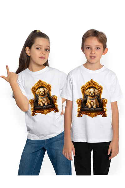 StoryGift Romania Tricou Copii Cu Un Catel Care Sta Pe Un Scaun De Nobil, Ilu...