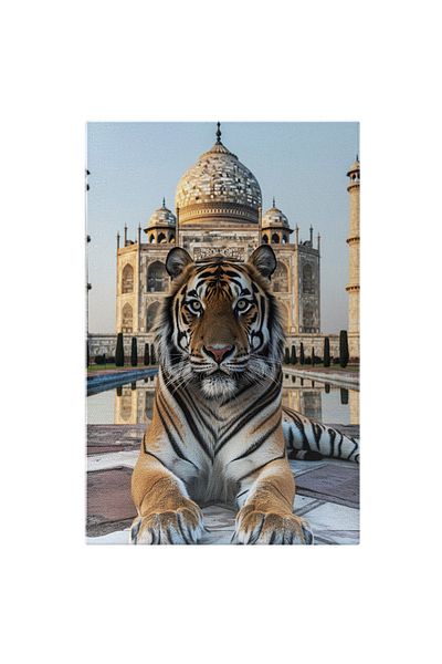 StoryGift Romania Canvas Painting 60 x 40CM Tiger by the Pool with Sparkling Eyes and Well-Groomed Fur with G STG