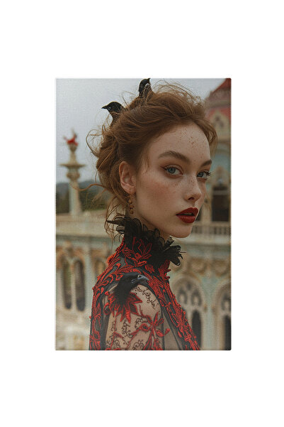 StoryGift Romania Tablou Canvas Privirea Fetei În Rochie Neagră Cu Roșu Ce A ...