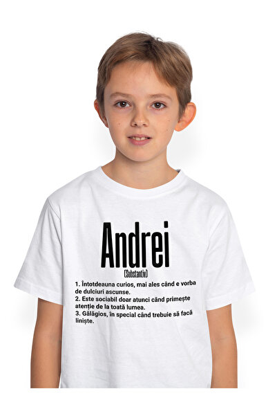 StoryGift Romania Tricou Copii Baieti Cu Numele Andrei, Cu Mesaj Amuzant, Cur...