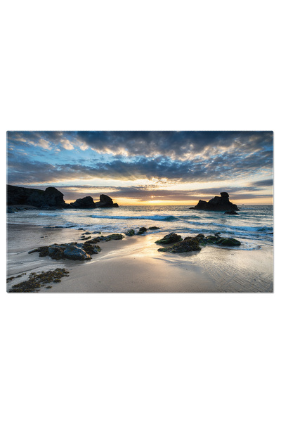 StoryGift Romania Tablou Canvas Plaja In Cornwall Porthcothan, Plaja, Stanca, Mare, Marea Britanie, Seascape 1451